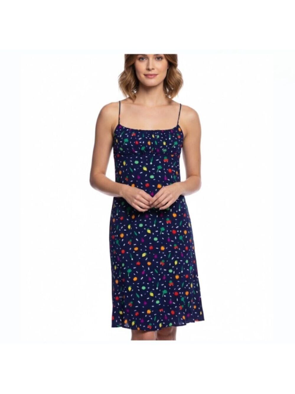 *Staud Navy Multicolor Spaghetti Strap Mini Dress – UK6/US2